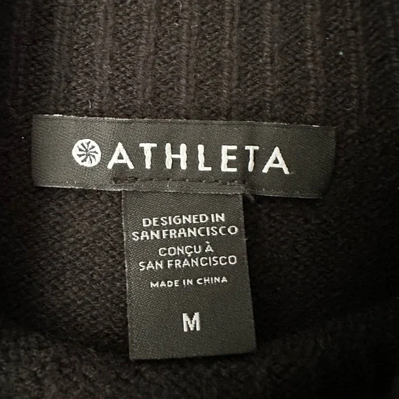 Athleta Alpine Tabard Sweater Black Medium Wool Cashmere Blend - Picture 5 of 5
